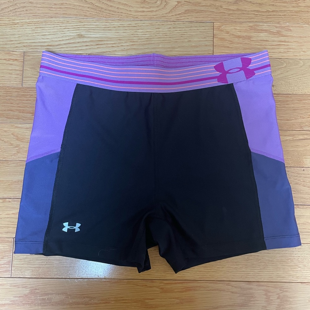 Under Armour Black and Purple Bike Shorts